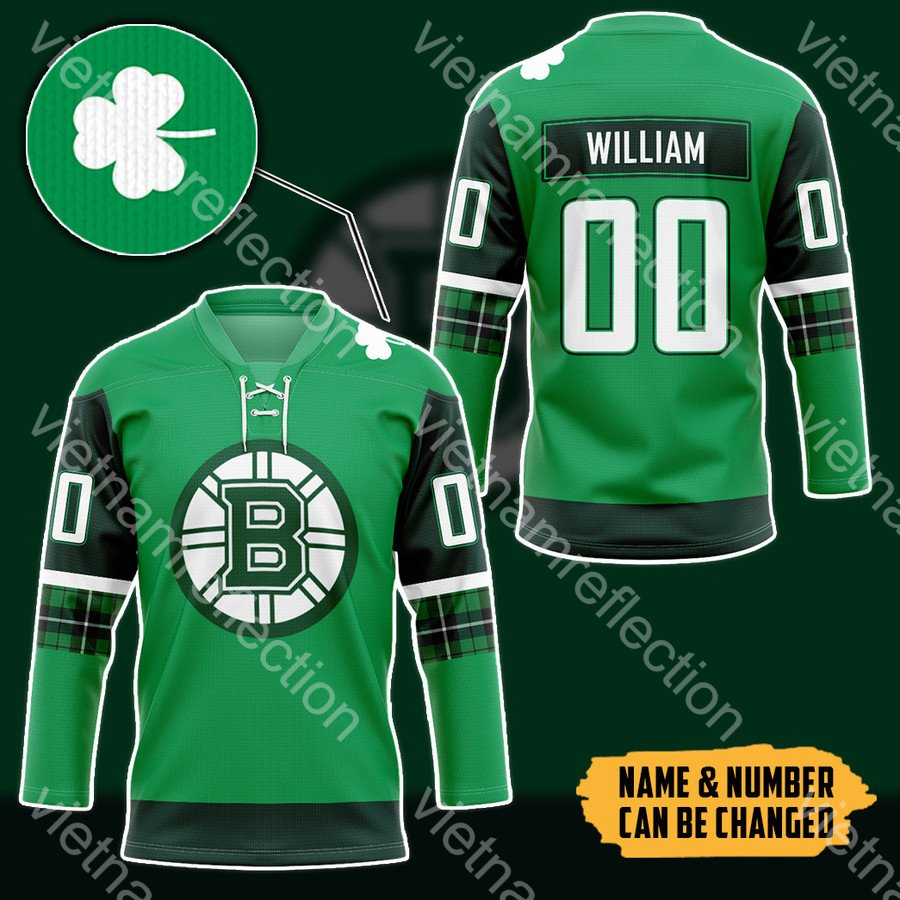 St. Patrick’s Day Boston Bruins personalized custom hockey jersey