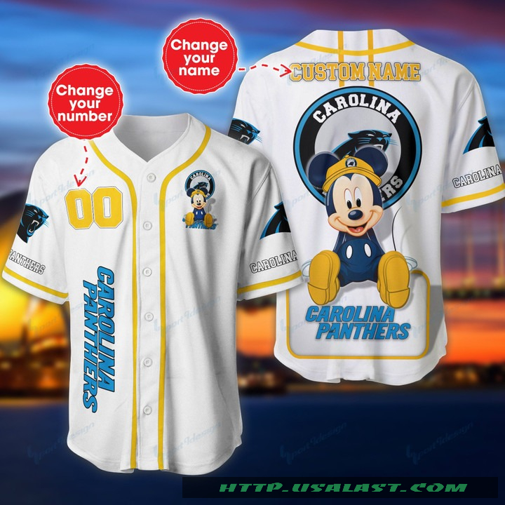 Carolina Panthers Mickey Mouse Personalized Baseball Jersey Shirt
