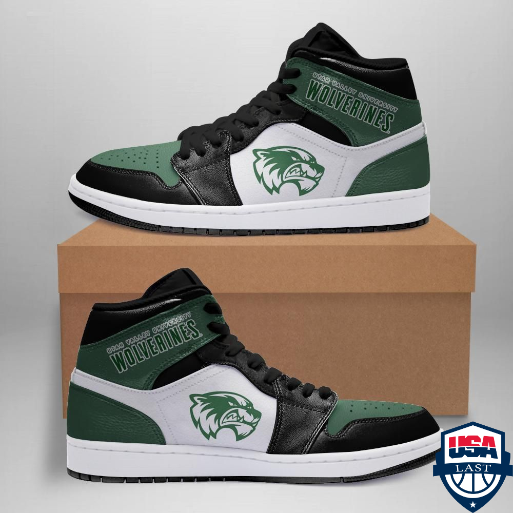 Utah Valley Wolverines NCAA Basketball Air Jordan High Top Sneaker Shoes