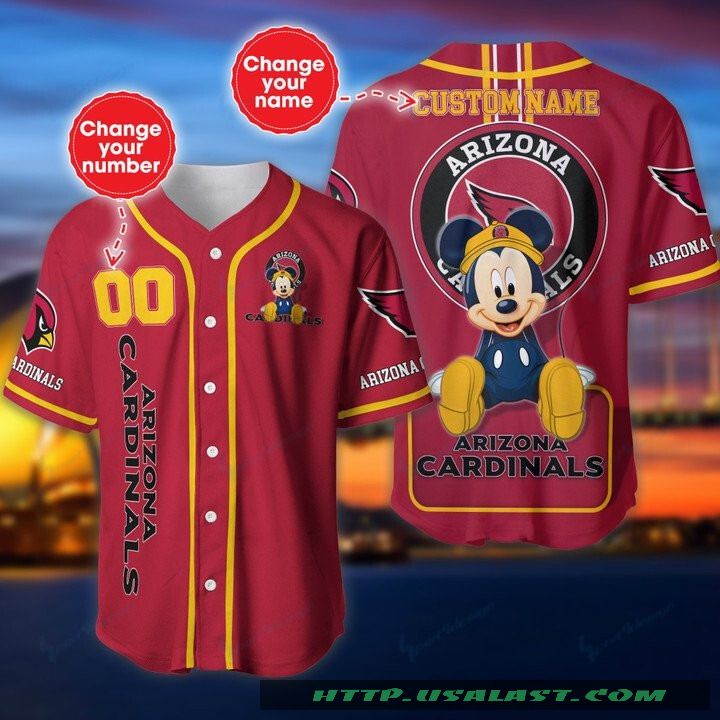 Arizona Cardinals Mickey Mouse Personalized Baseball Jersey Shirt