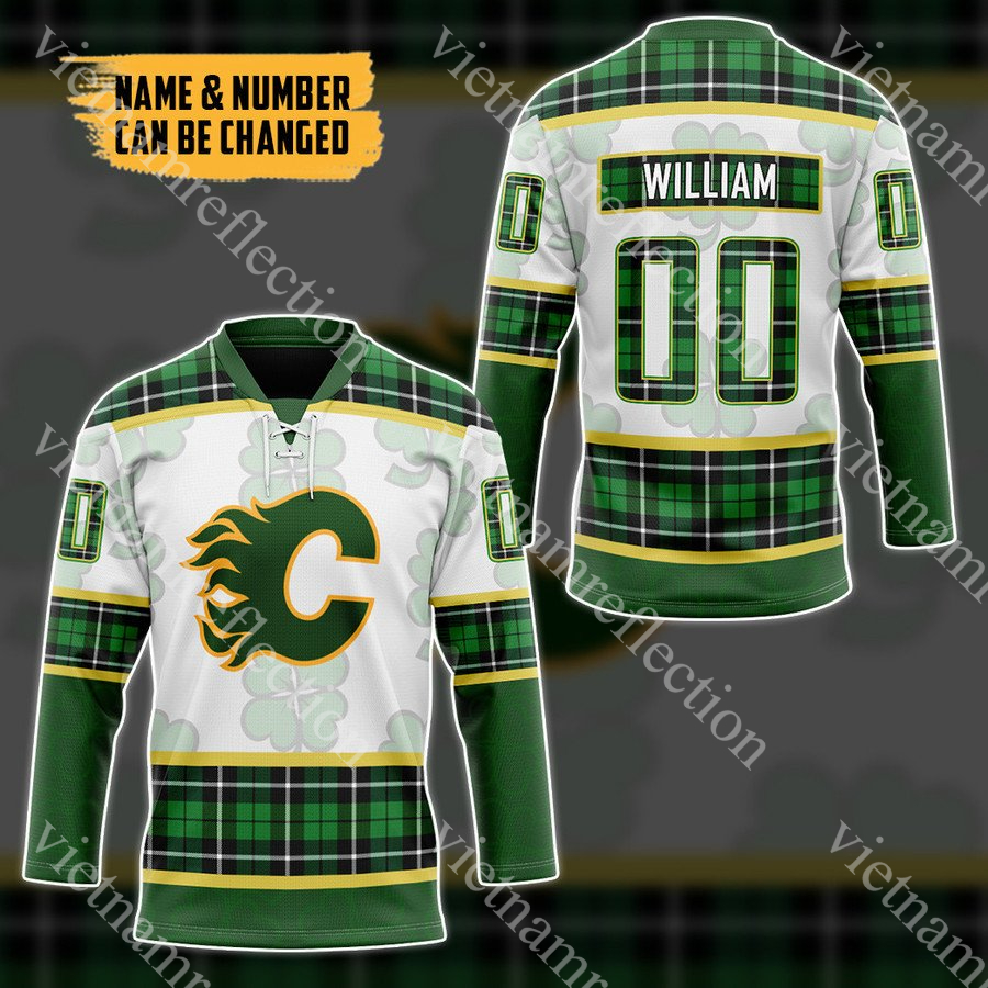 St. Patrick’s Day Calgary Flames NHL personalized custom hockey jersey