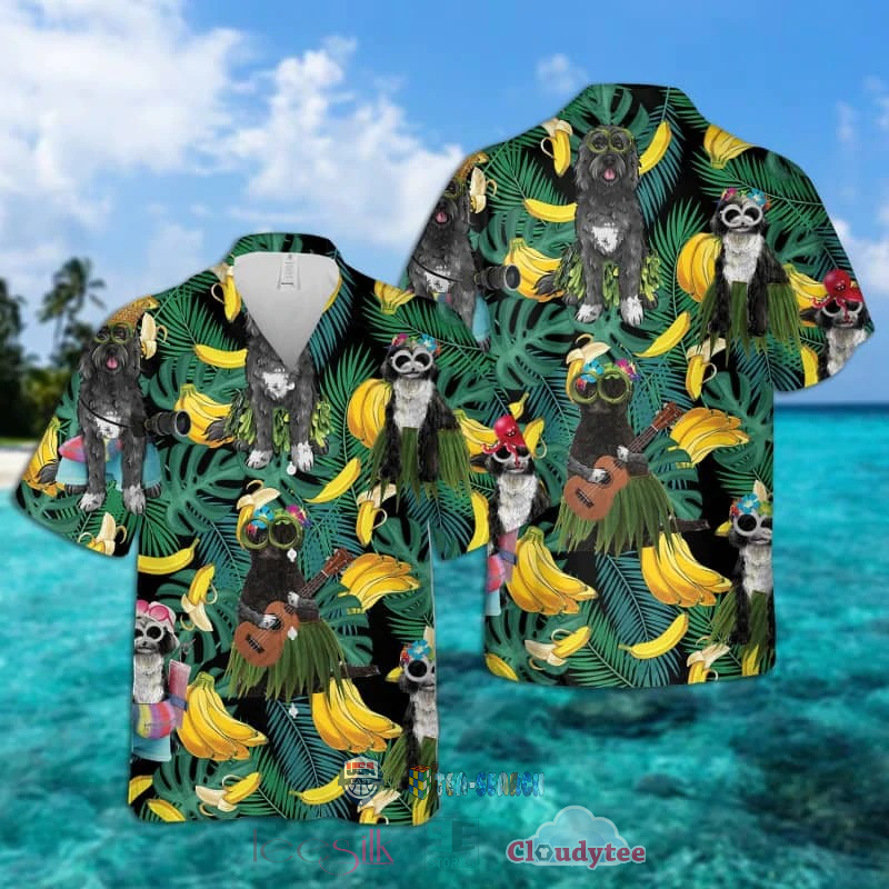 NEW Portuguese Water Dog Banana Tropical Hawaiian Shirt