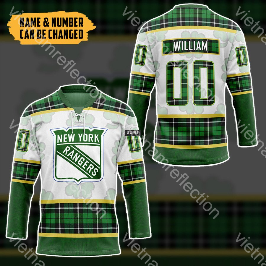 St. Patrick's Day New York Rangers NHL personalized custom hockey jersey