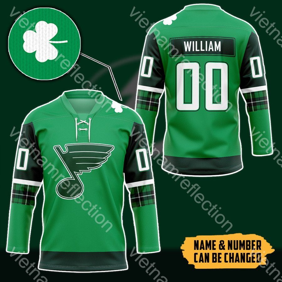 St. Patrick's Day St. Louis Blues NHL personalized custom hockey jersey