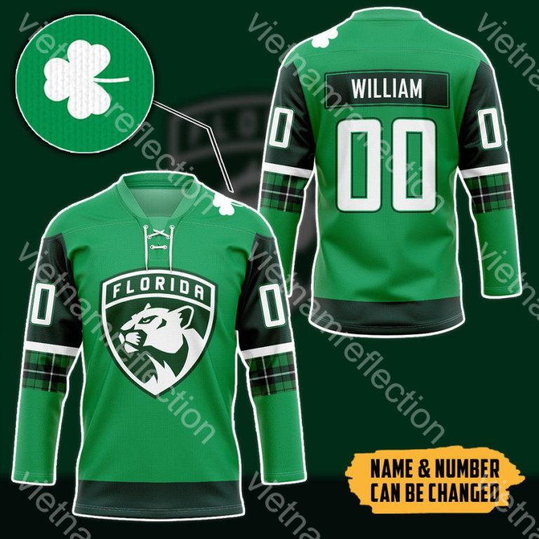 St. Patrick's Day Florida Panthers NHL personalized custom hockey jersey