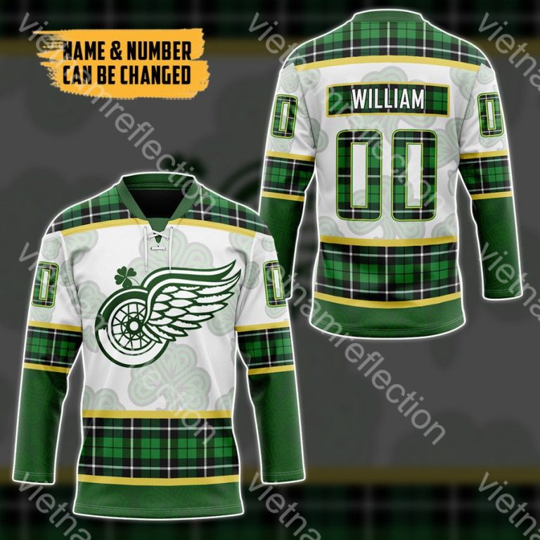 St. Patrick's Day Detroit Red Wings NHL personalized custom hockey jersey