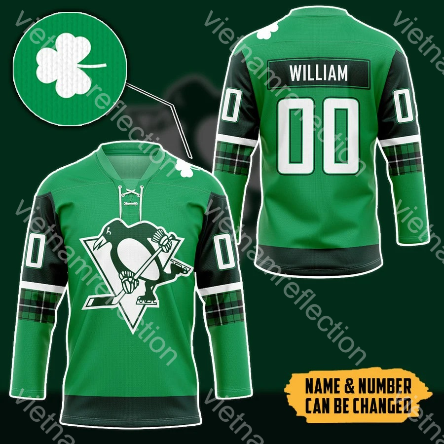 St. Patrick's Day NHL Pittsburgh Penguins personalized custom hockey jersey