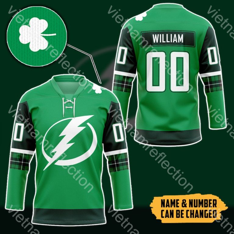 St. Patrick's Day NHL Tampa Bay Lightning personalized custom hockey jersey