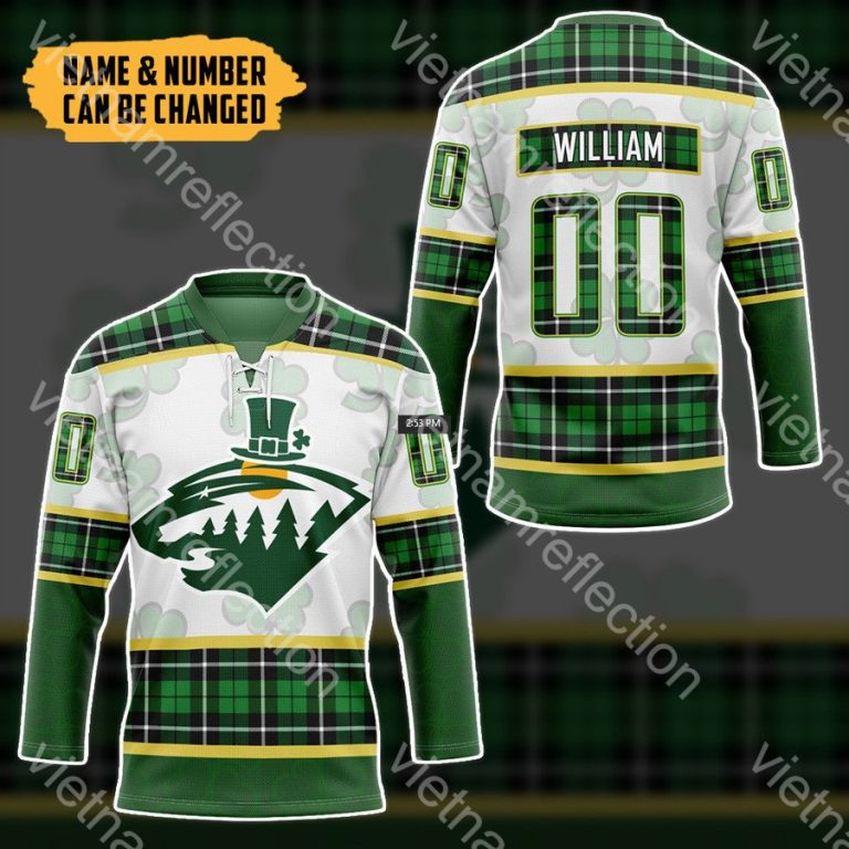 St. Patrick's Day NHL Minnesota Wild personalized custom hockey jersey