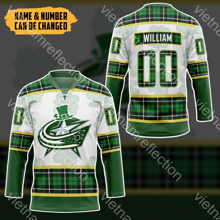 St. Patrick's Day Columbus Blue Jackets NHL personalized custom hockey jersey