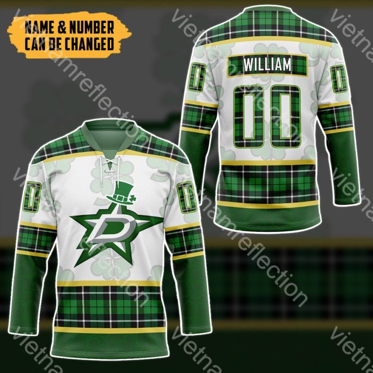 St. Patrick's Day Dallas Stars NHL personalized custom hockey jersey