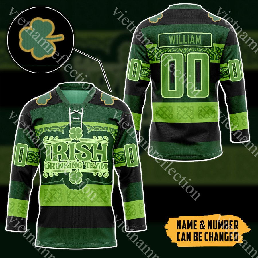 St. Patrick's Day Irish Drinking Team personalized custom hockey jersey