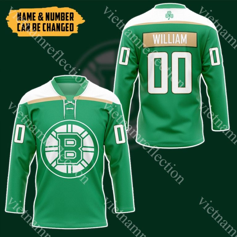 St. Patrick's Day Boston Bruins NHL personalized custom hockey jersey