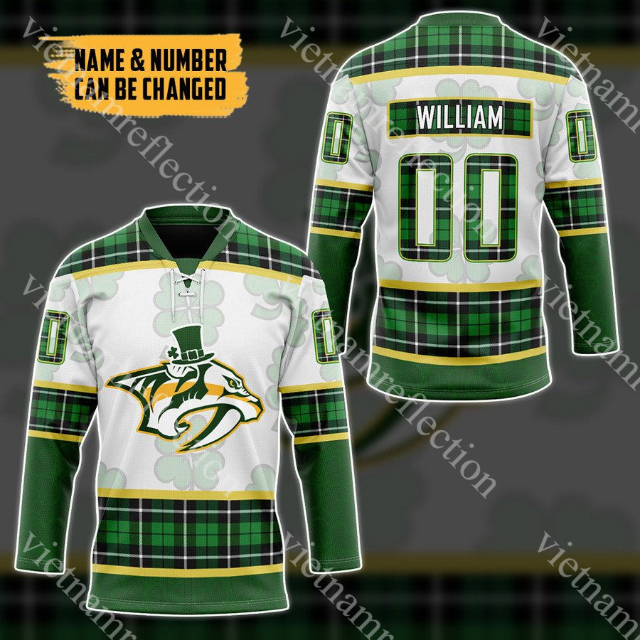 St. Patrick's Day Nashville Predators NHL personalized custom hockey jersey