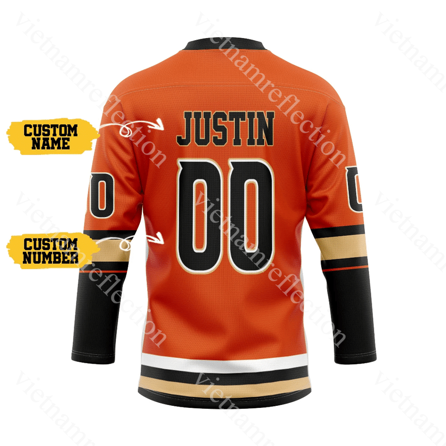 Anaheim Ducks NHL orange personalized custom hockey jersey