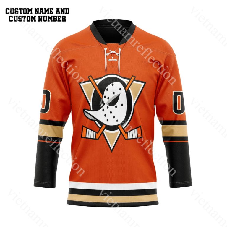 Anaheim Ducks NHL orange personalized custom hockey jersey