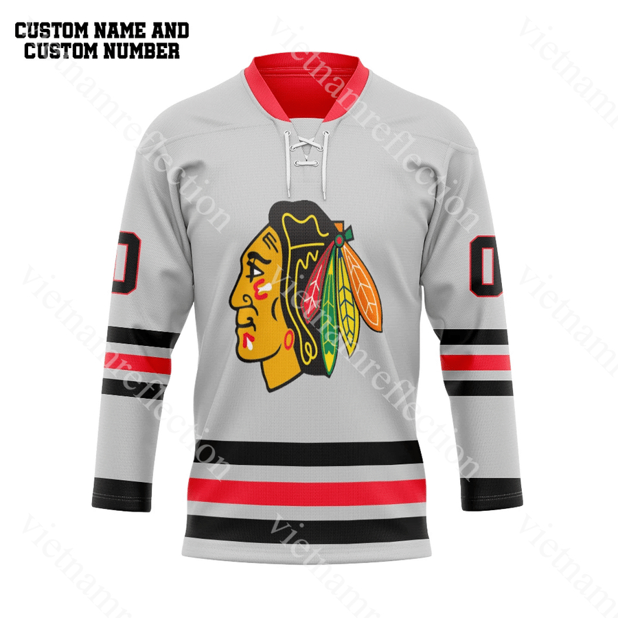 Chicago Blackhawks NHL grey personalized custom hockey jersey