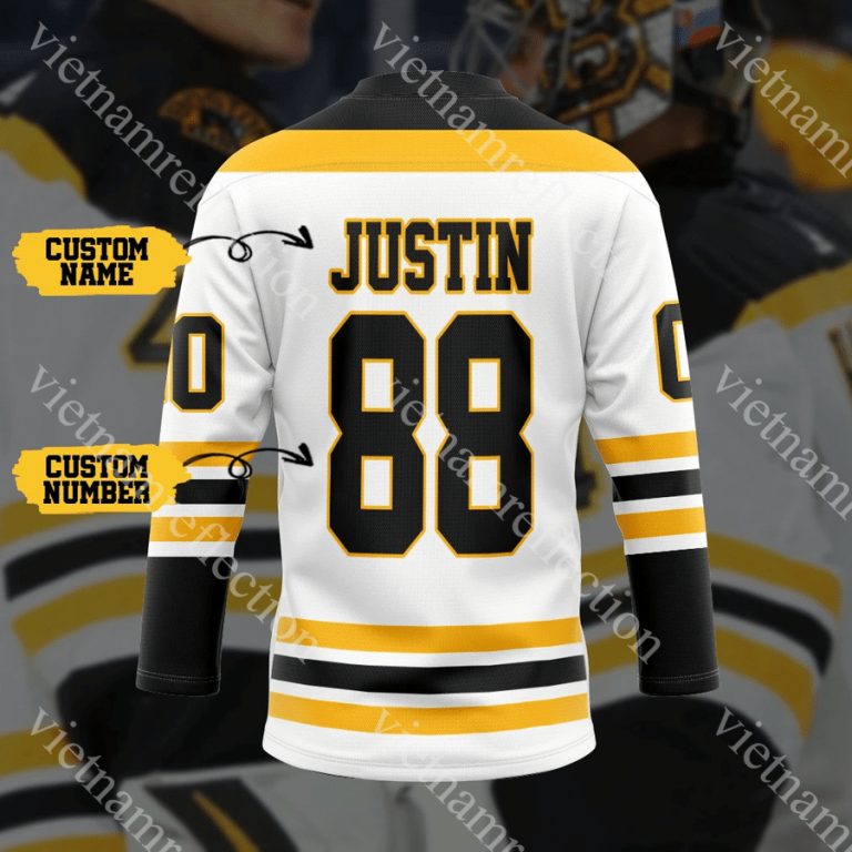 Boston Bruins NHL white personalized custom hockey jersey