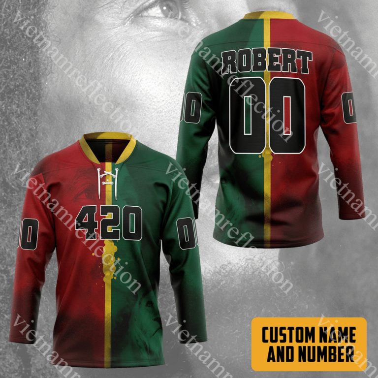 Bob Marley Lion 420 personalized custom hockey jersey