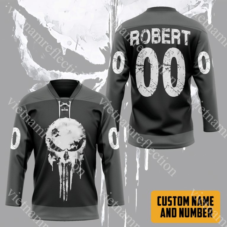 Punisher Skull personalized custom hockey jersey