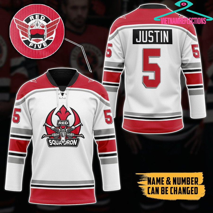 Red Squadron Skywalker personalized custom hockey jersey