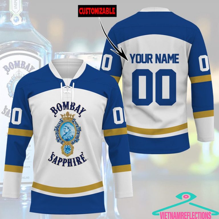 Bombay Sapphire whisky personalized custom hockey jersey