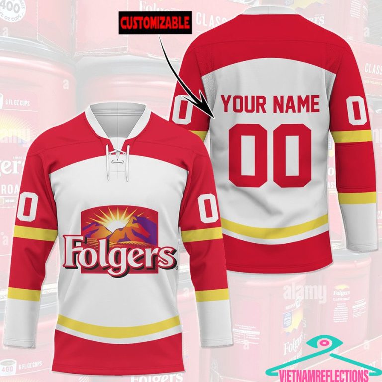 Folgers coffee personalized custom hockey jersey