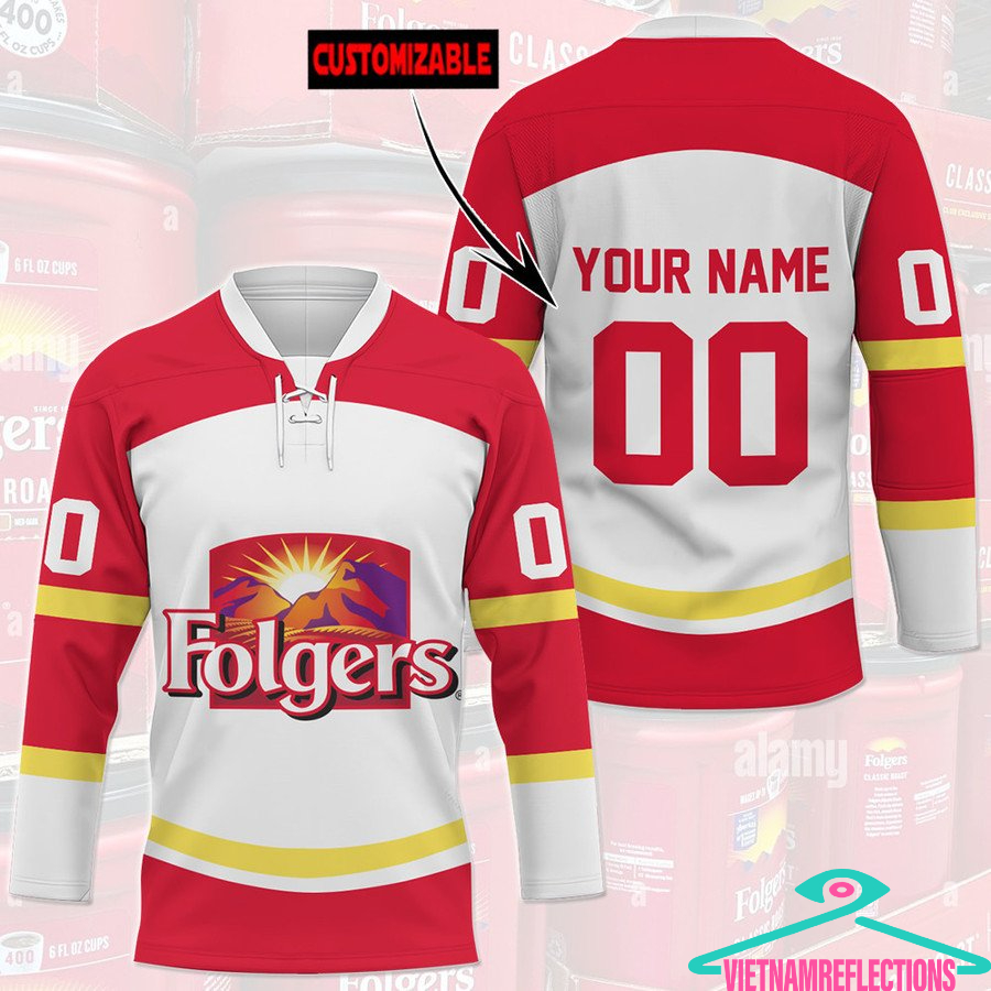 Folgers coffee personalized custom hockey jersey