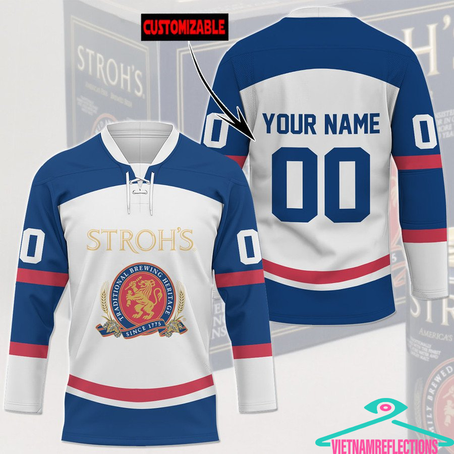 Stroh's beer personalized custom hockey jersey