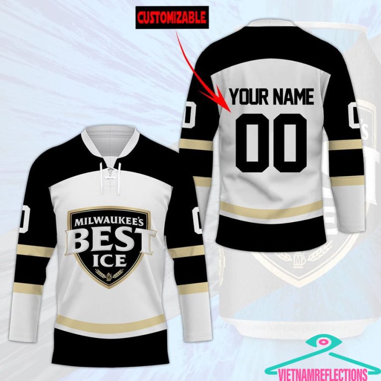 Milwaukee's Best Ice beer personalized custom hockey jersey