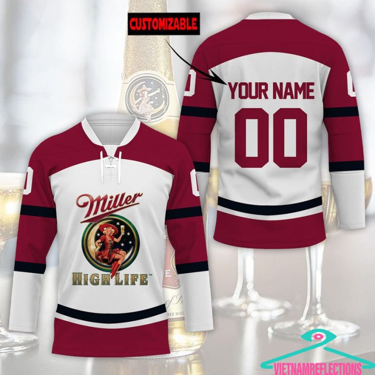 Miller High Life beer personalized custom hockey jersey