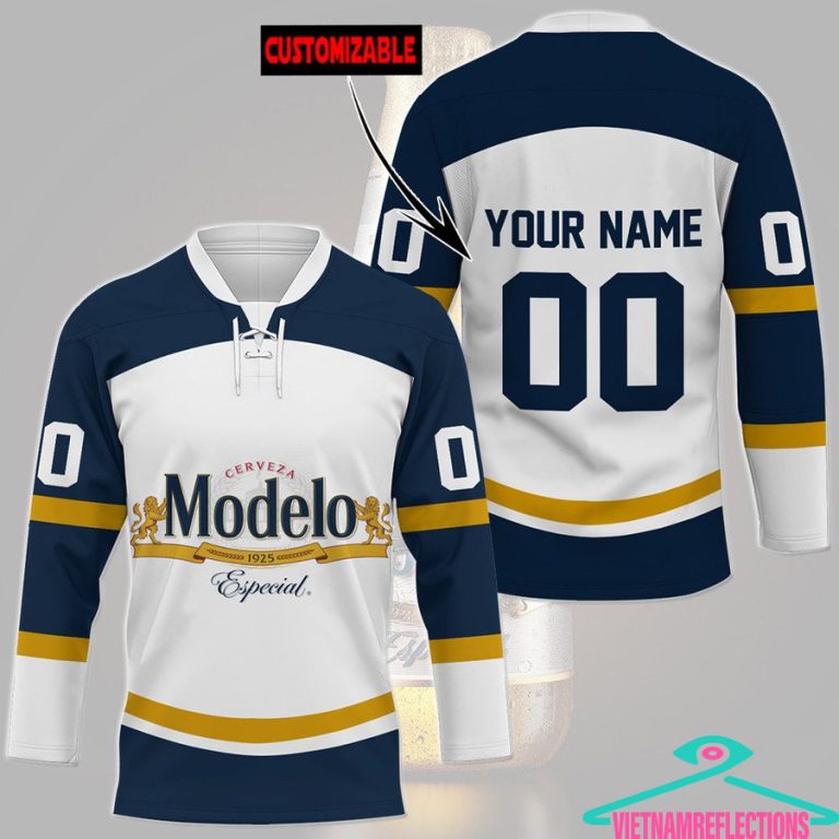 Modelo Especial beer personalized custom hockey jersey