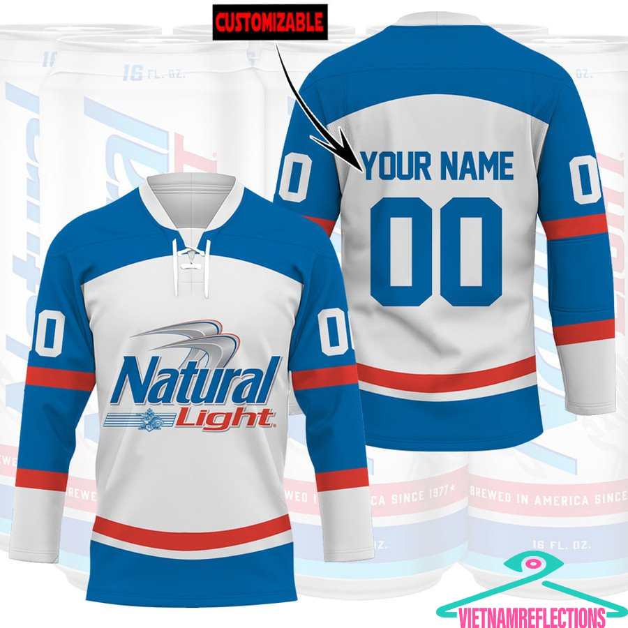 Natural Light beer personalized custom hockey jersey