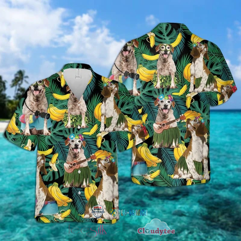 NEW Brittany Dog Banana Tropical Hawaiian Shirt