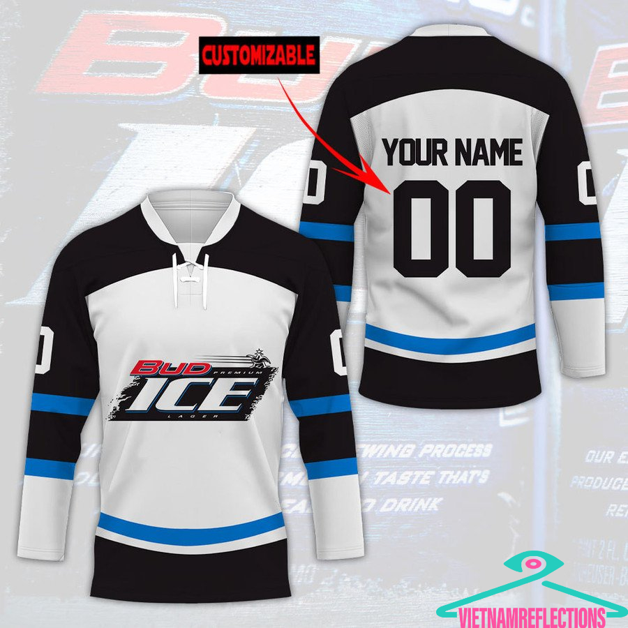 Bud Ice beer personalized custom hockey jersey