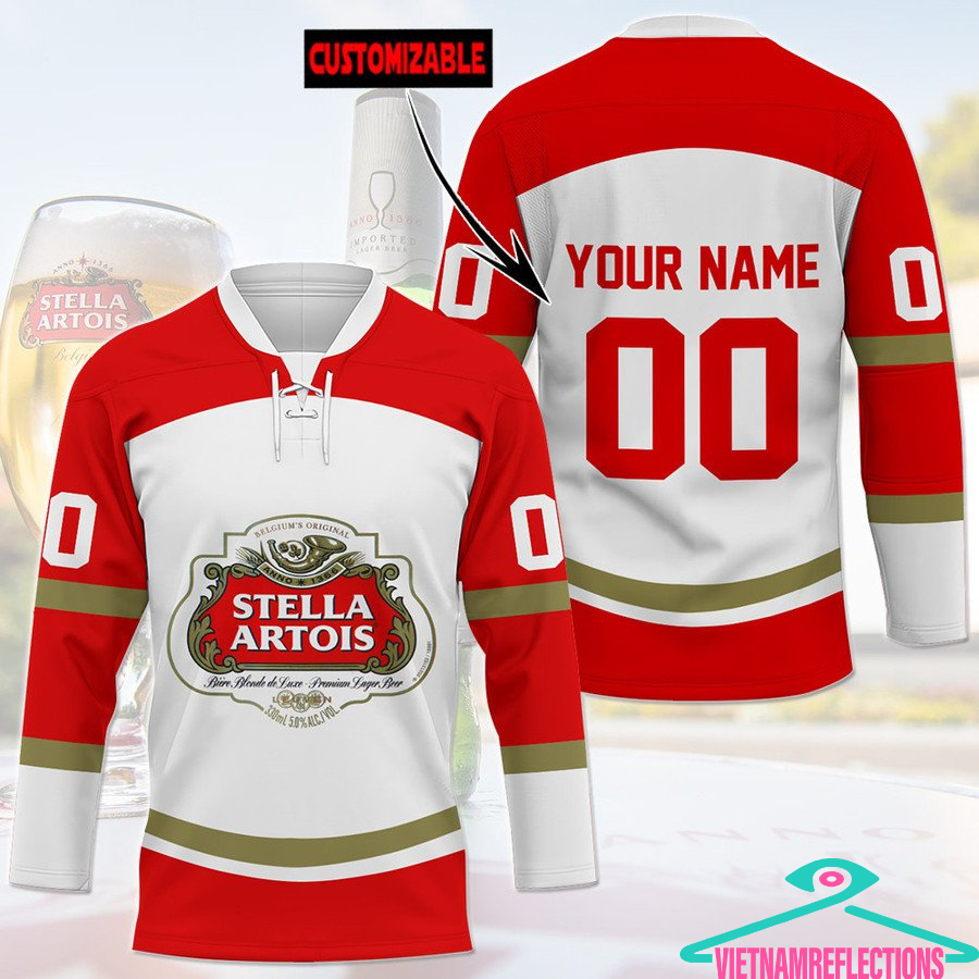 Stella Artois beer personalized custom hockey jersey