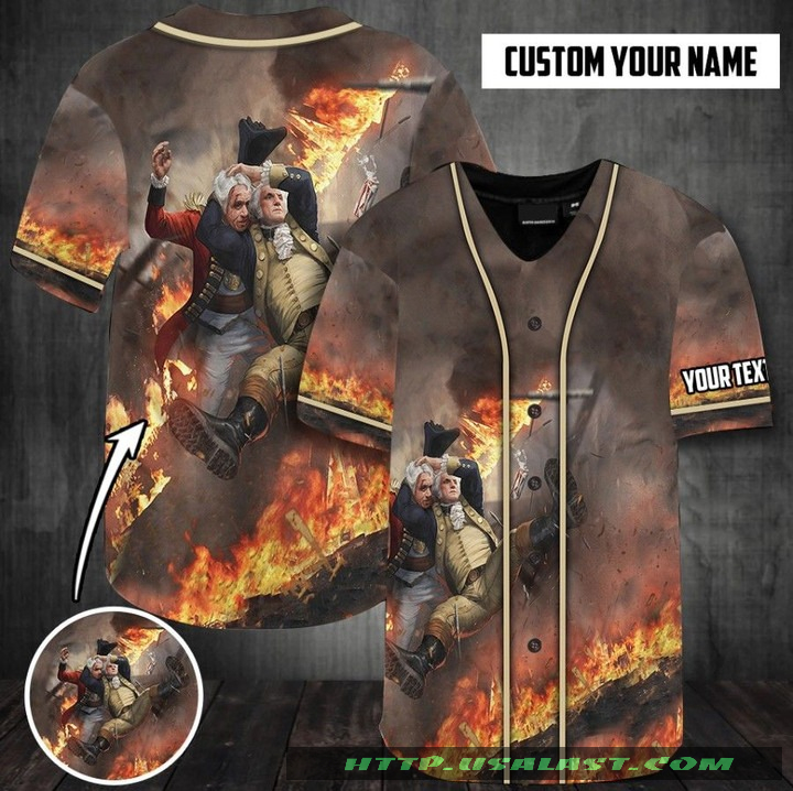 George Washington Stunner In Fire Personalized Personalized Baseball Jersey Shirt