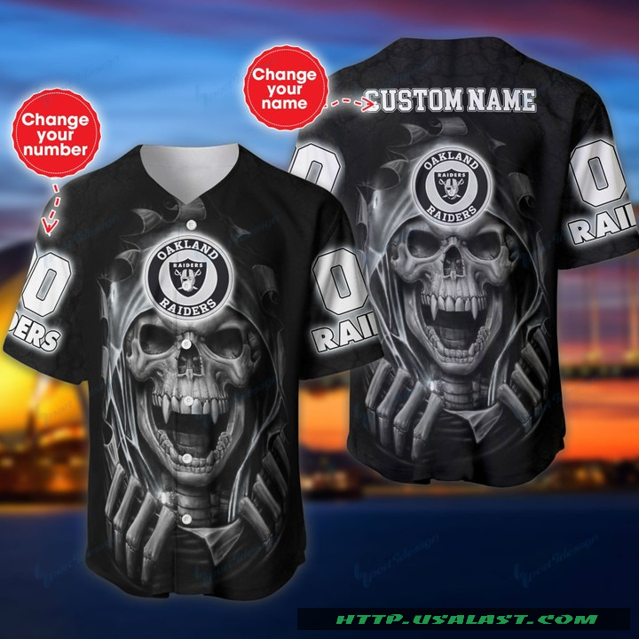 New Personalized Las Vegas Raiders Vampire Skull Baseball Jersey Shirt