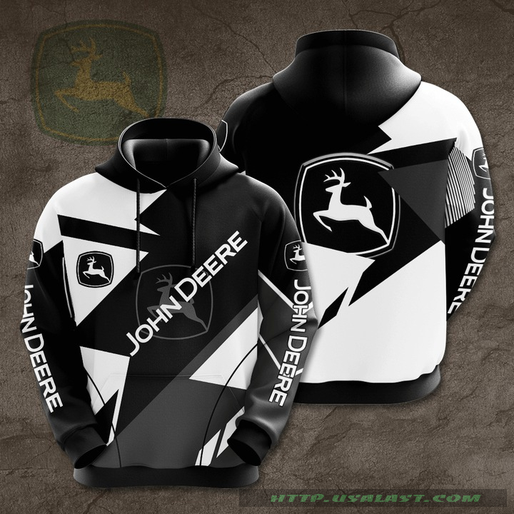 John Deere Black White 3D All Over Print Hoodie