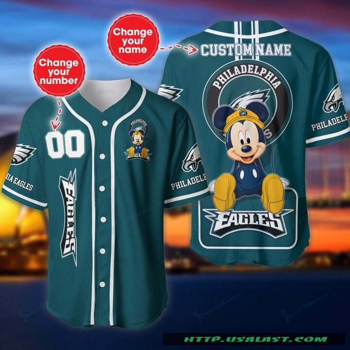 New Philadelphia Eagles Mickey Mouse Personalized Baseball Jersey Shirt