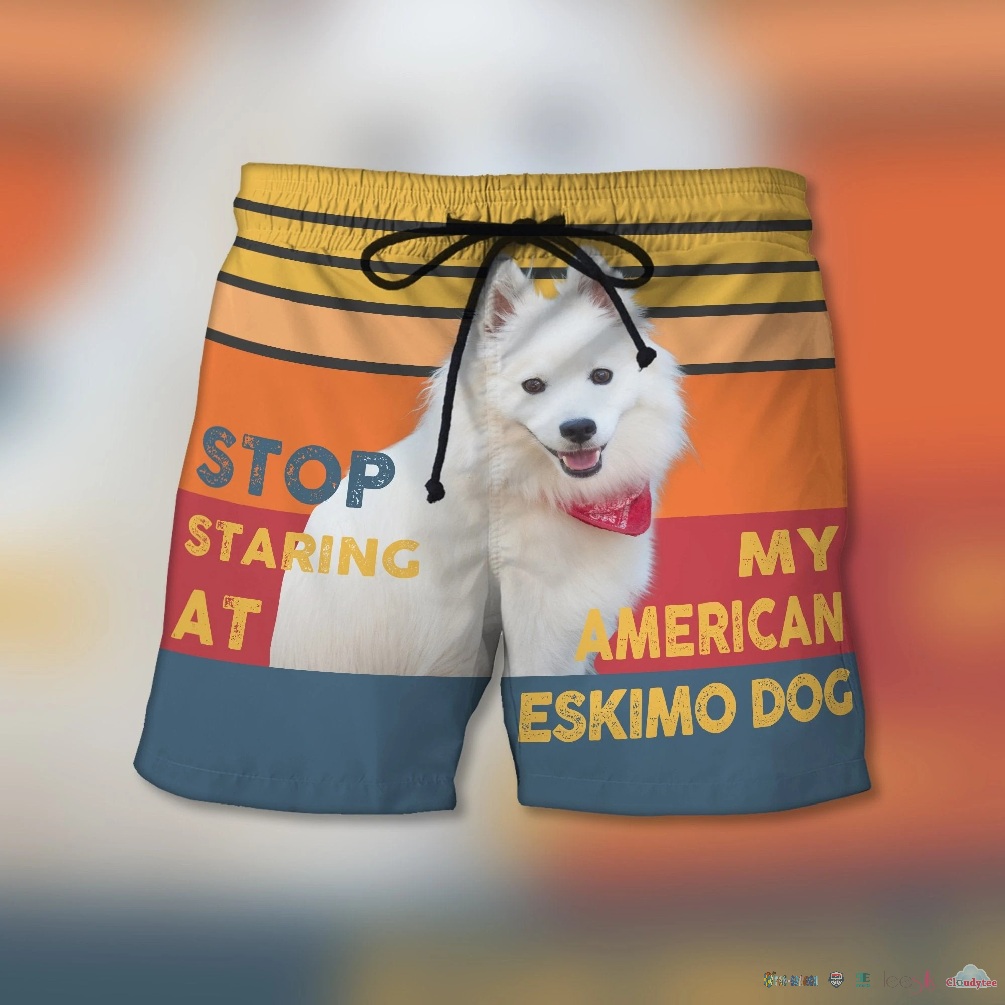 Amazing Stop Staring At My American Eskimo Beach Shorts