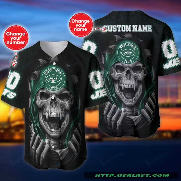 New Personalized New York Jets Vampire Skull Baseball Jersey Shirt