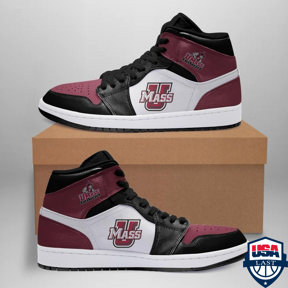 UMass Minutemen NCAA Football Air Jordan High Top Sneaker Shoes