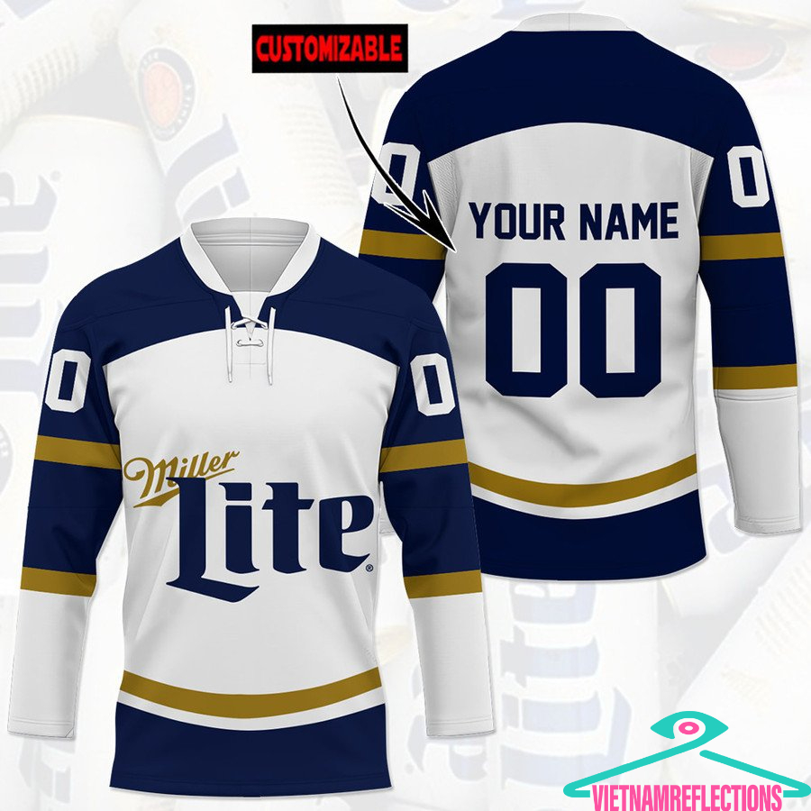 Miller Lite beer personalized custom hockey jersey