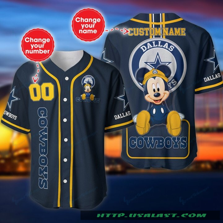 Dallas Cowboys Mickey Mouse Personalized Baseball Jersey Shirt