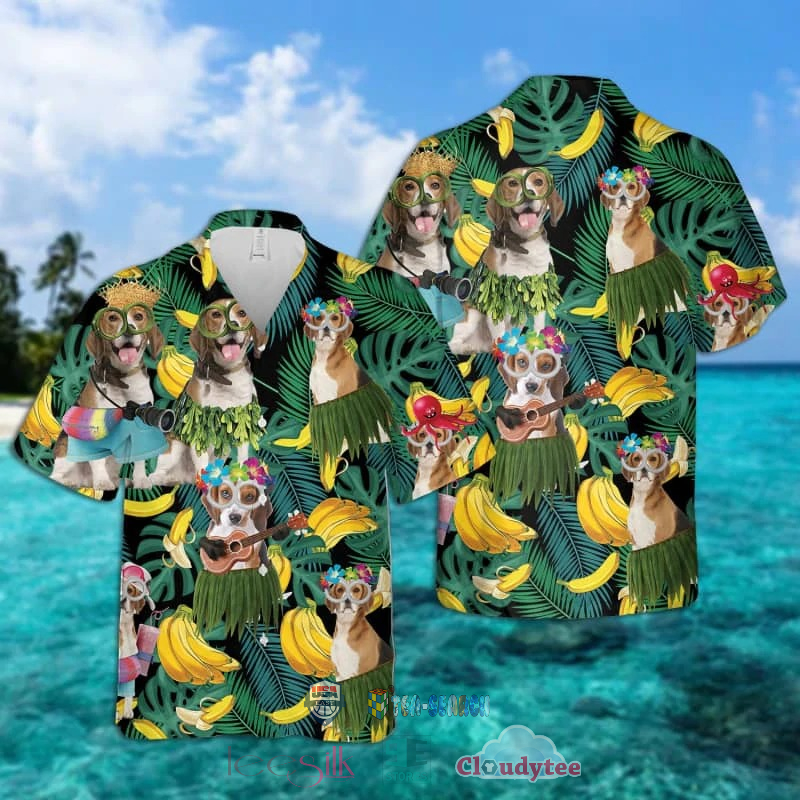 NEW Beagle Banana Tropical Hawaiian Shirt