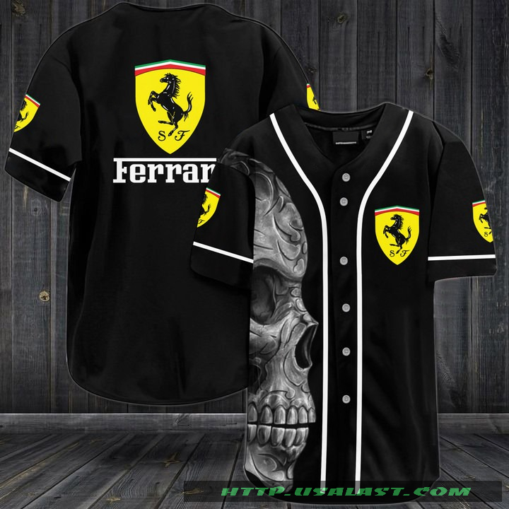 Ferrari Skull Baseball Jersey Shirt