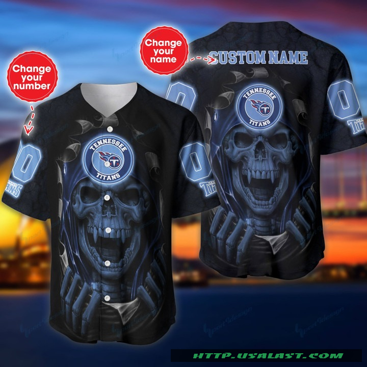 New Personalized Tennessee Titans Vampire Skull Baseball Jersey Shirt