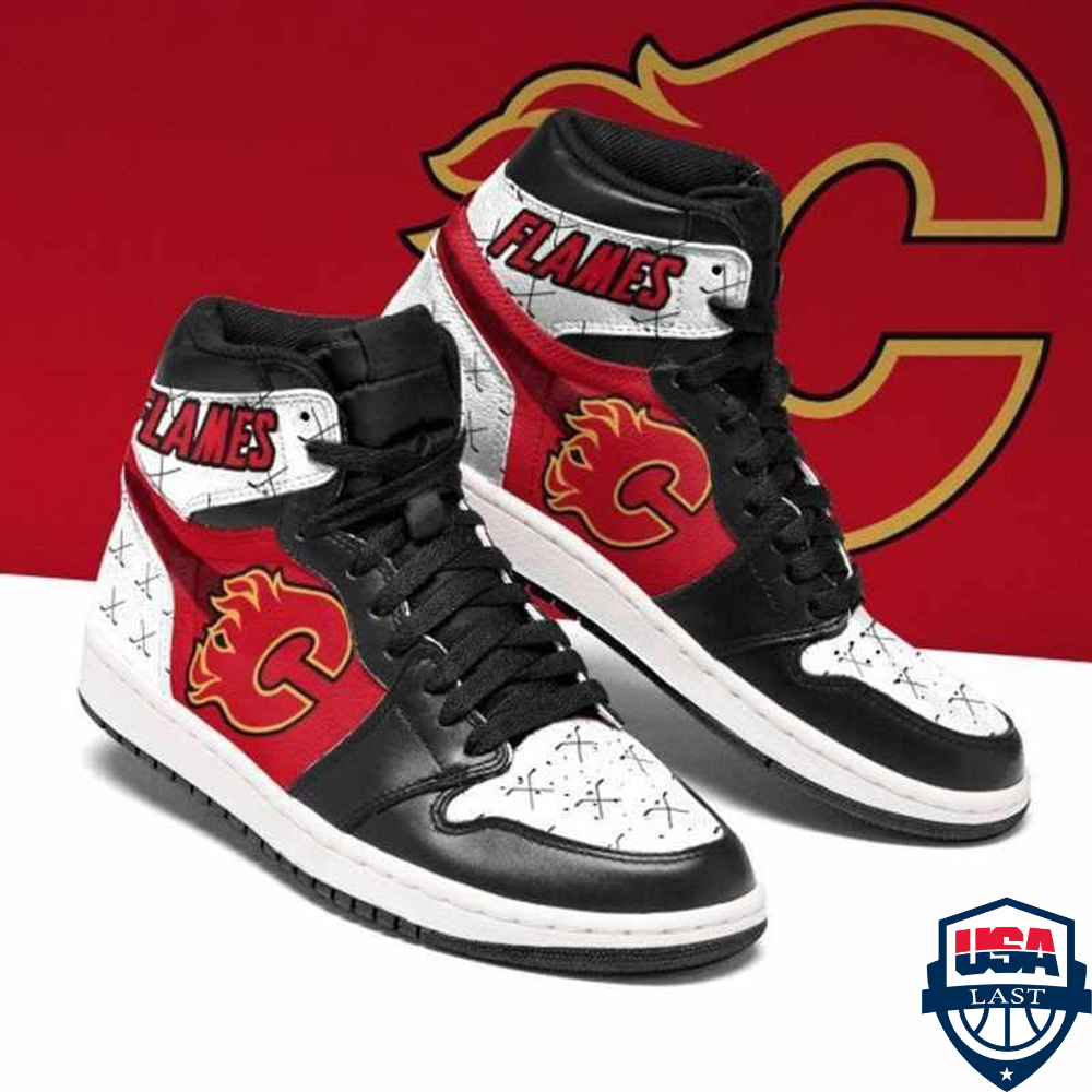 Calgary Flames NHL Air Jordan High Top Sneaker Shoes