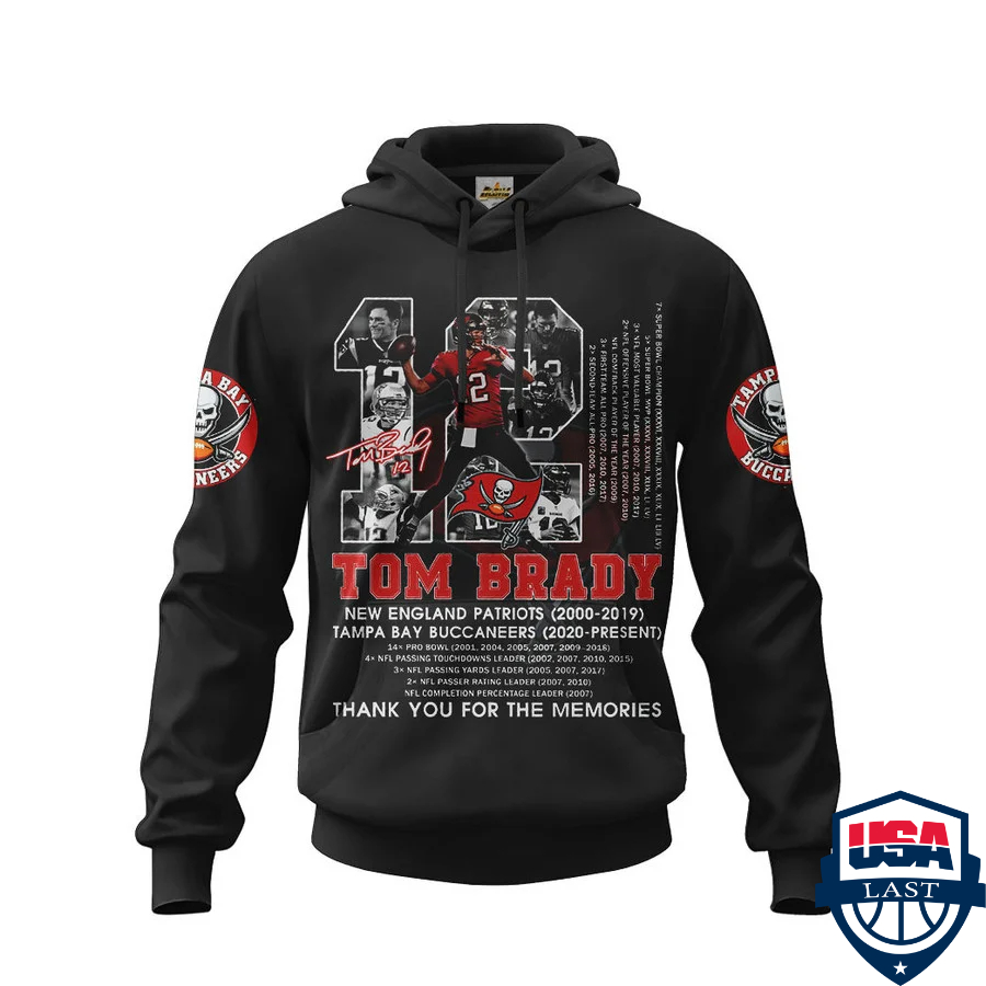 Tom Brady 12 Tampa Bay Buccaneers Thank you for the memories 3d hoodie apparel